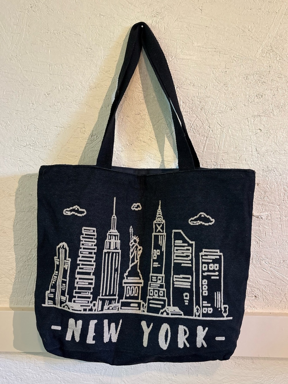 Black New York Skyline Canvas Tote Bag